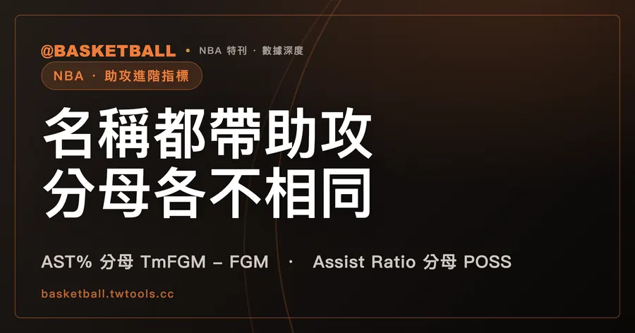 AST%、Assist Ratio、AST/TO 名稱都帶助攻，官方詞彙表拿來對比的東西各不相同｜封面