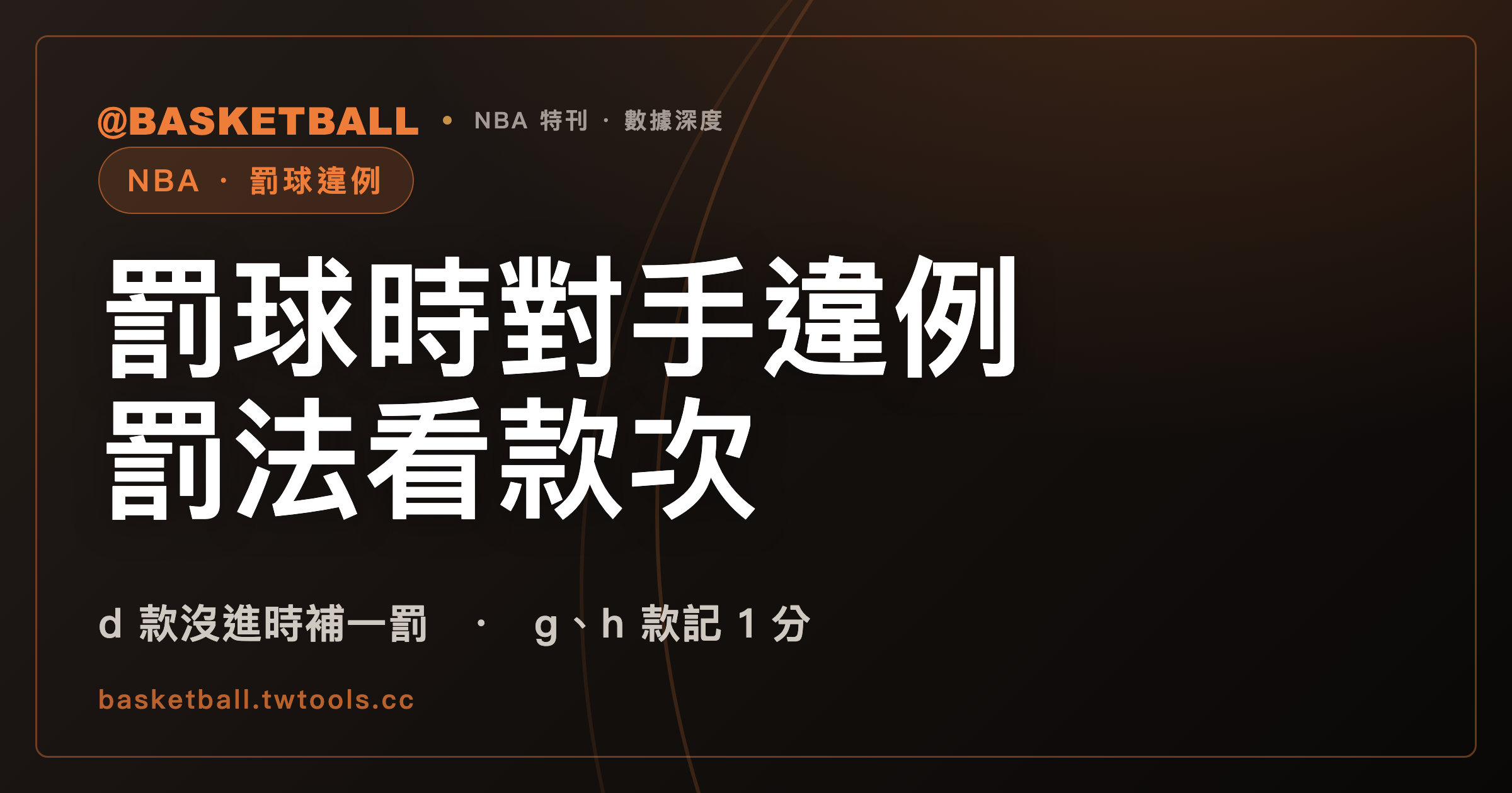 NBA 罰球時對手違例，罰法看款次：d 款在球仍在比賽中的罰球沒進時補一罰，g、h 款記 1 分｜封面