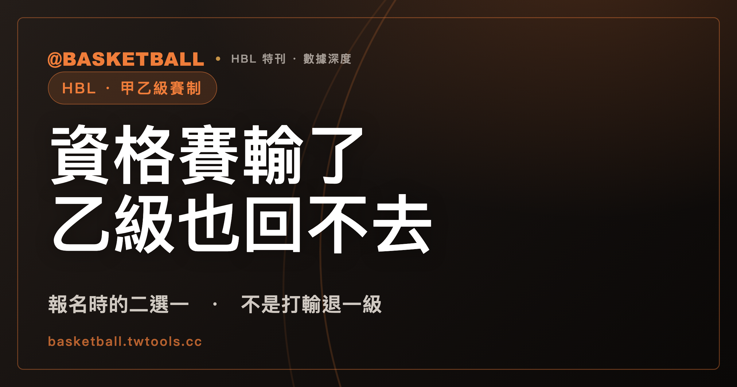 資格賽輸了，乙級也回不去：HBL 甲級與乙級是報名時的二選一，不是升降級｜封面