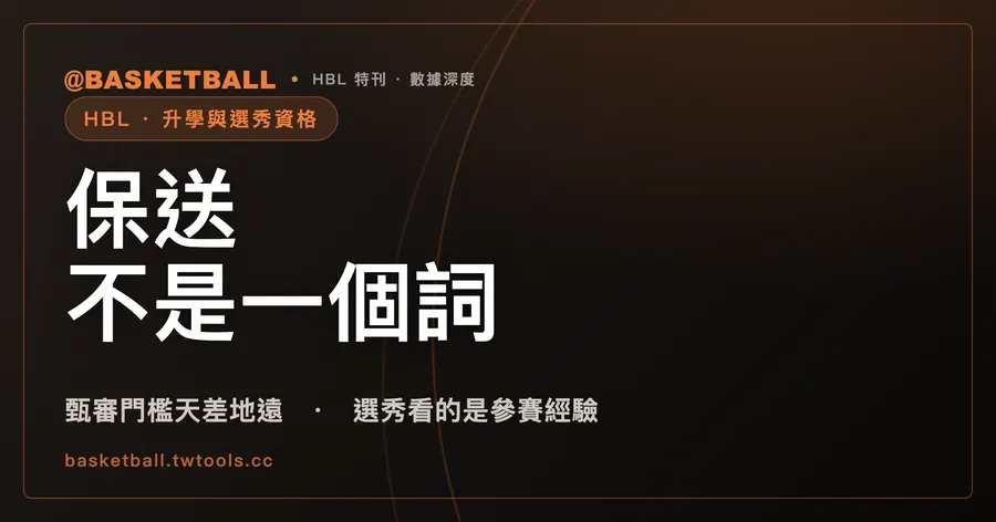 「保送」不是一個詞，是四條不同的路：HBL 球員的甄審、甄試與選秀資格｜封面