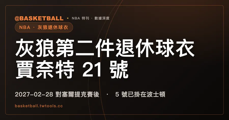 灰狼成軍至今只退休過一件球衣，賈奈特的 21 號將是第二件｜封面