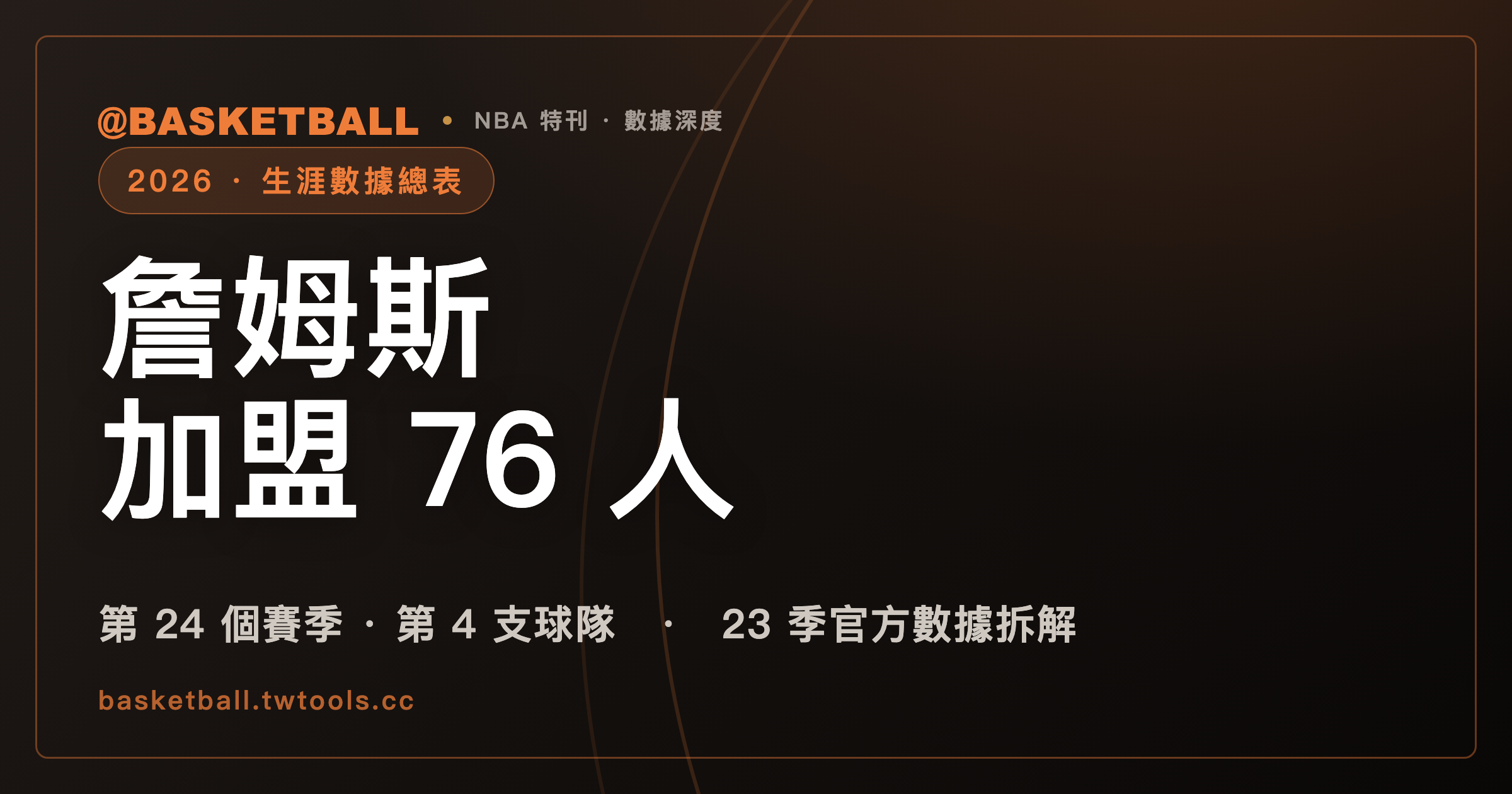 詹姆斯加盟 76 人：41 歲、第 24 個賽季，生涯數據與長壽紀錄全解析｜封面