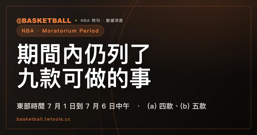 Moratorium Period：7 月 1 日到 6 日中午，2023 CBA 仍列九款可做的事｜封面