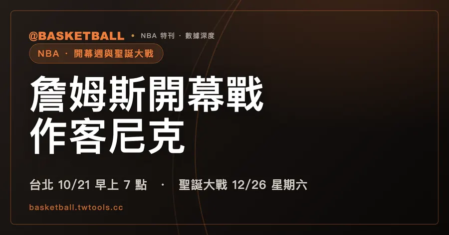 詹姆斯開幕戰作客尼克，台北時間 10 月 21 日早上 7 點｜封面
