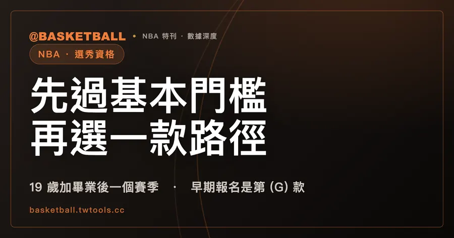 NBA 選秀資格要過兩層：先過基本門檻，再從七款路徑中滿足一款｜封面