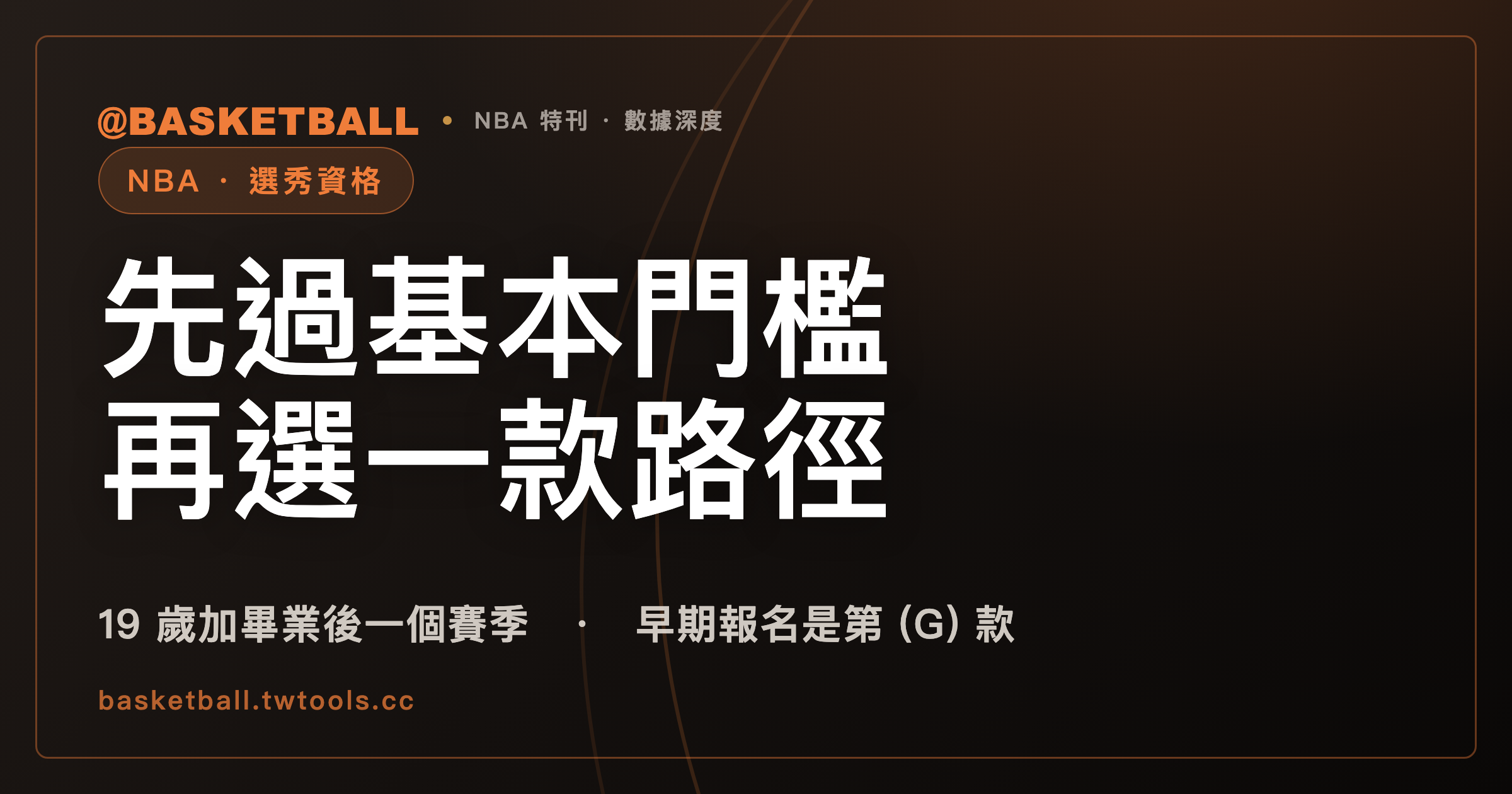 NBA 選秀資格要過兩層：先過基本門檻，再從七款路徑中滿足一款｜封面