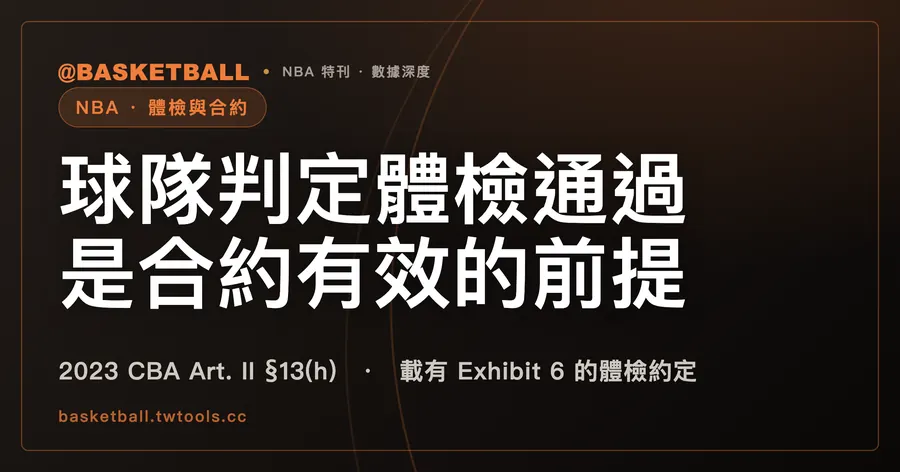 球隊判定體檢通過，是合約有效的前提：2023 NBA CBA 對載有 Exhibit 6 體檢約定的合約怎麼寫｜封面