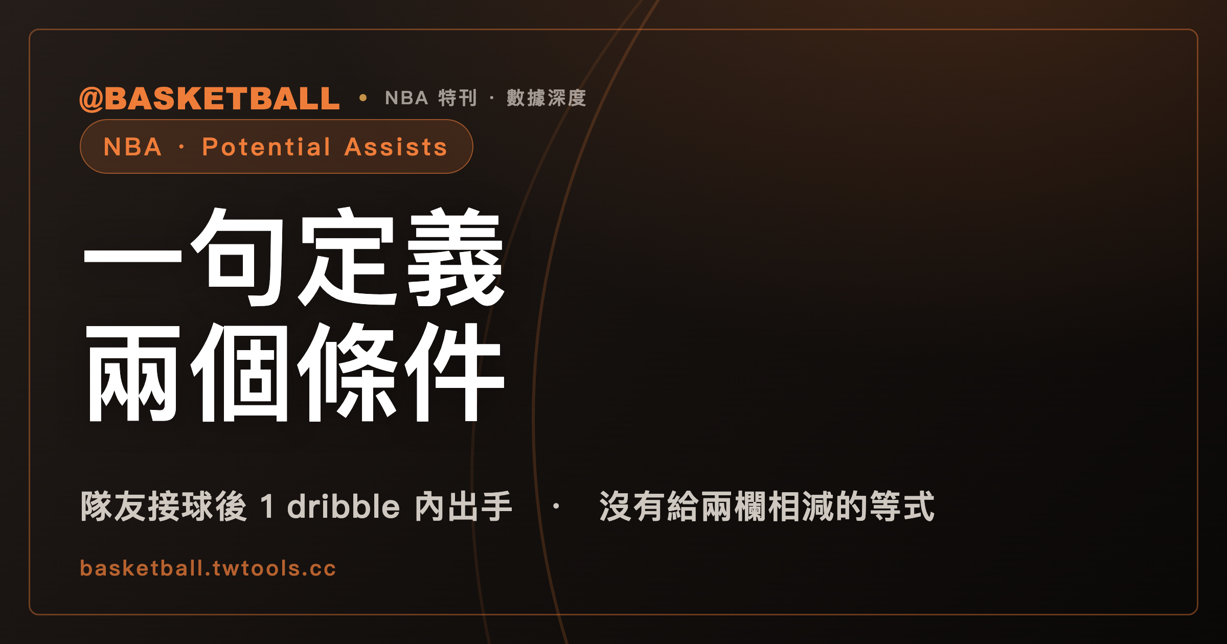 NBA.com 的 Potential Assists：隊友接球後 1 dribble 內出手，定義沒寫投進｜封面