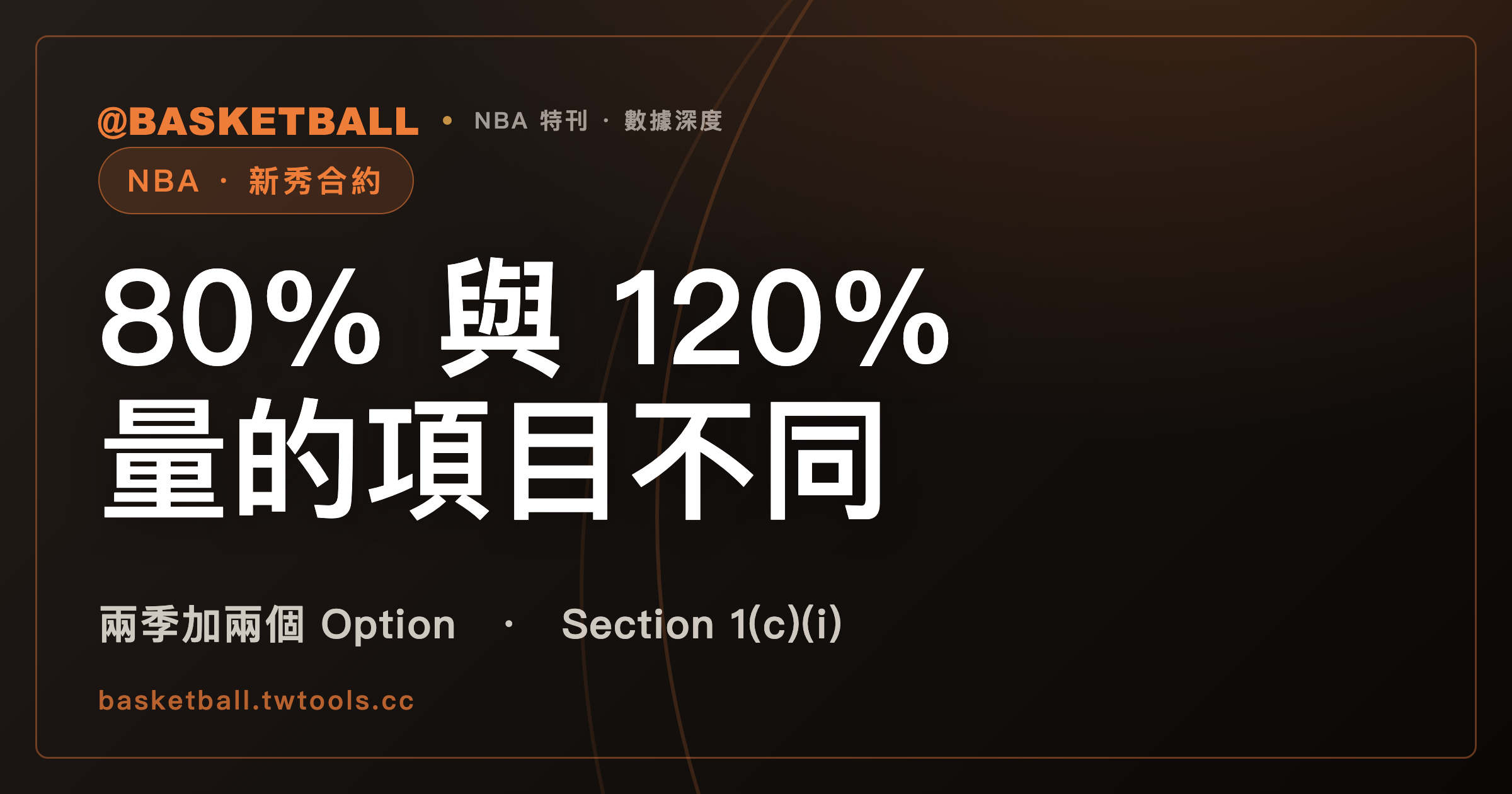NBA 第一輪新秀合約的 80% 下限與 120% 上限，量的是兩個不同的項目｜封面