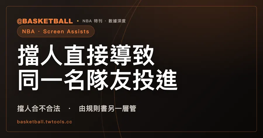 NBA.com 的 Screen Assists 記的是擋人直接導致同一名隊友投進的那一球｜封面