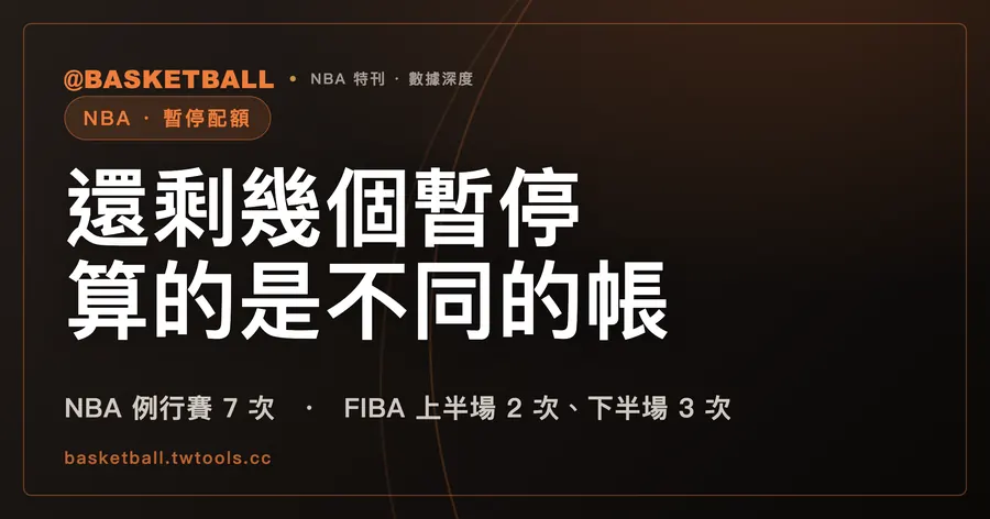還剩幾個暫停：NBA 2025-26 與 FIBA 2026 算的是不同的帳｜封面