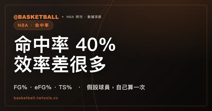 同樣是 40% 命中率，得分效率為什麼可以差很多？從 FG% 讀到 TS%｜封面